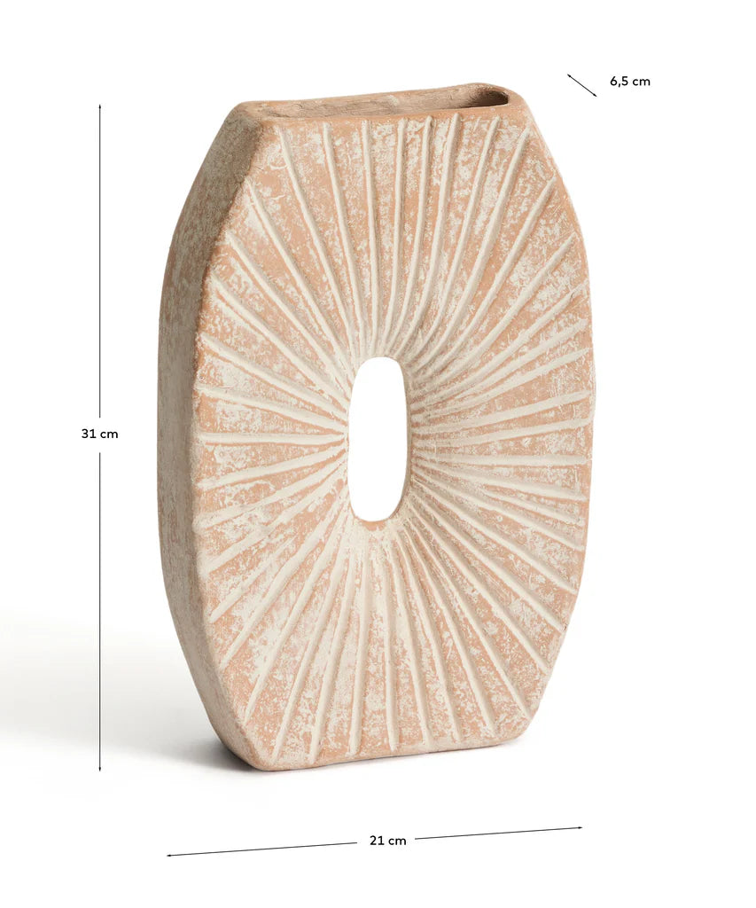 Valura vase in pink and beige papier-mache 31 cm.