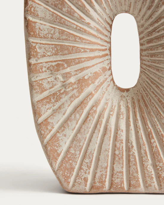 Valura vase in pink and beige papier-mache 31 cm.