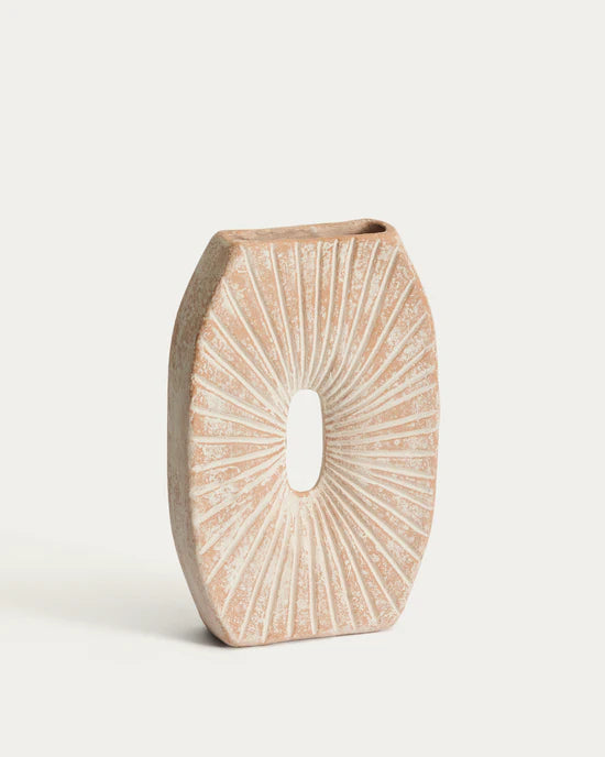 Valura vase in pink and beige papier-mache 31 cm.