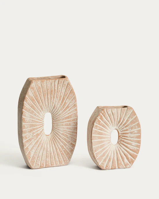 Valura vase in pink and beige papier-mache 31 cm.