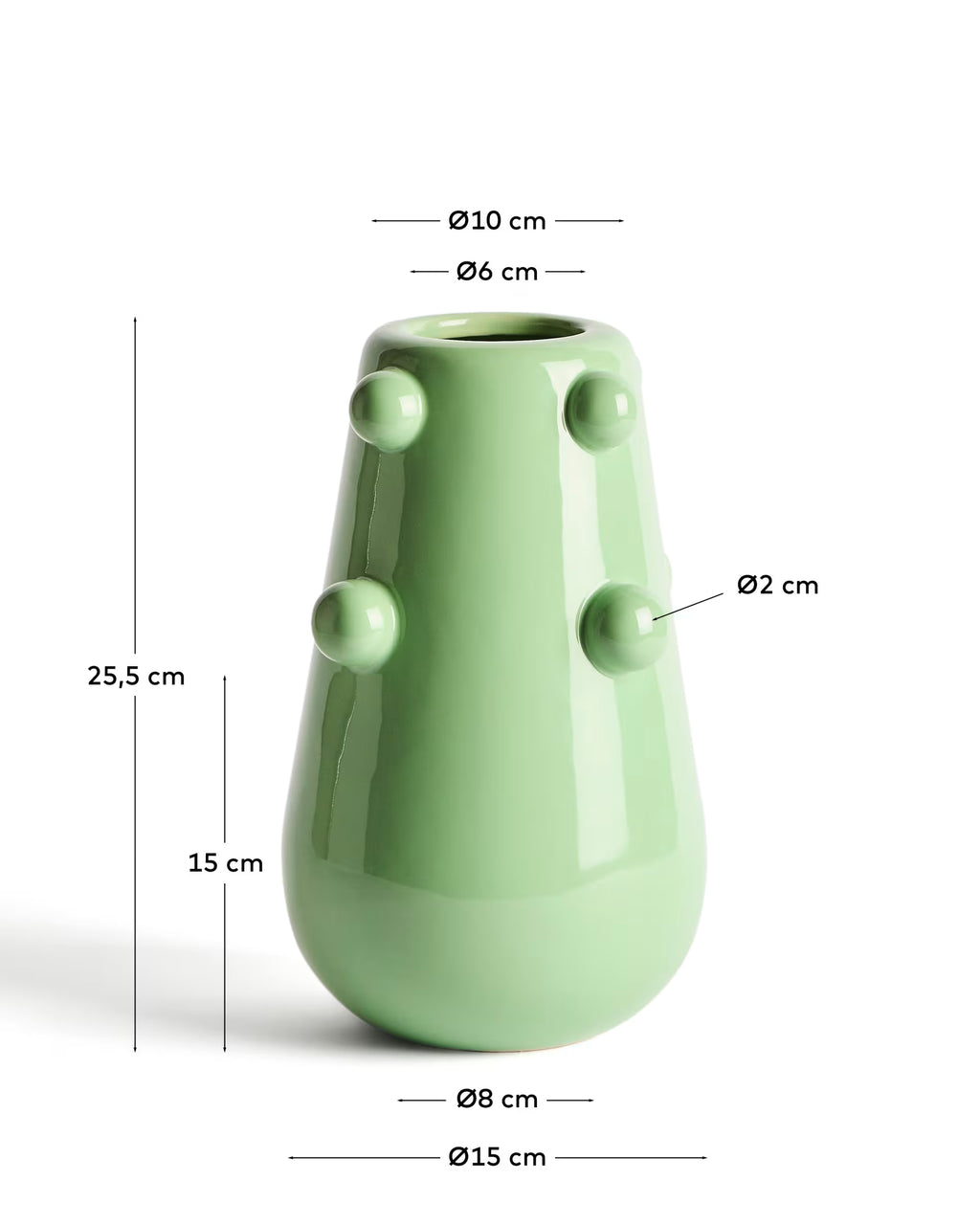 Odra vase in light green ceramic with glossy finish 25.5cm.