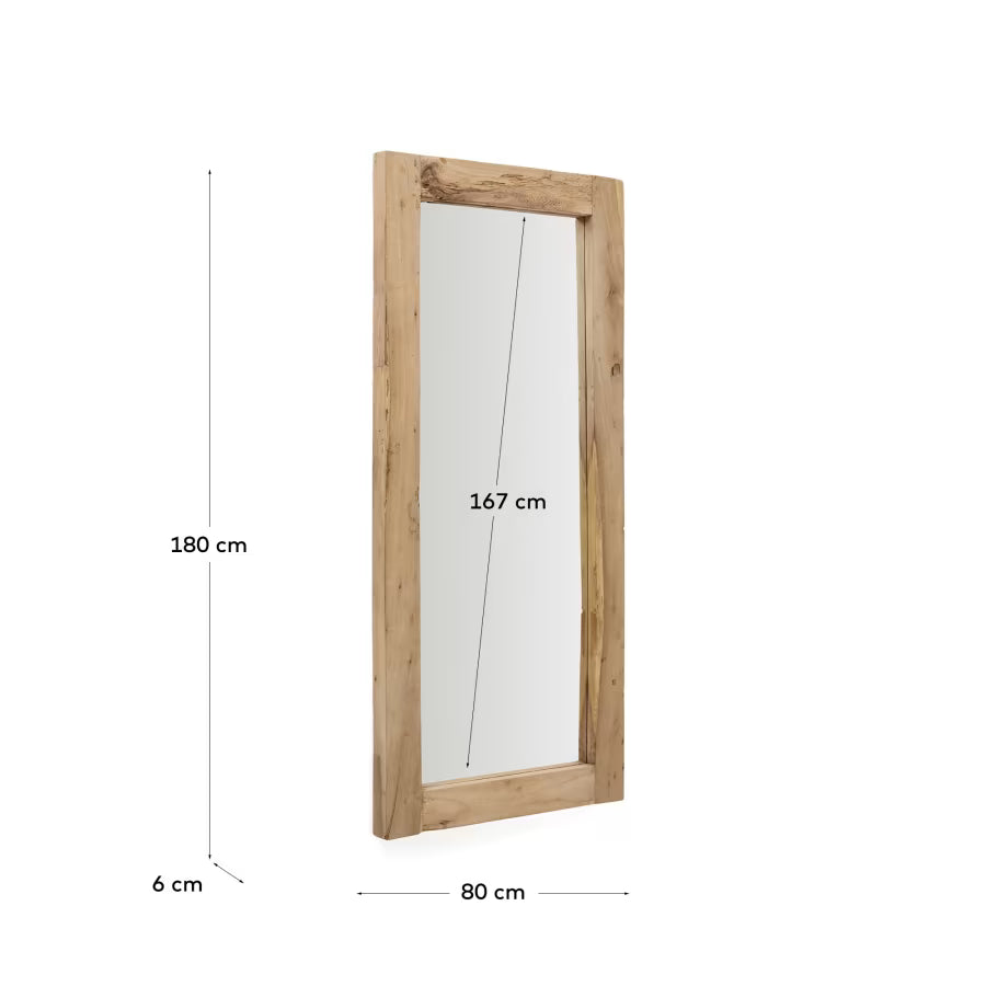 Maden wooden mirror with a natural finish 80 x 180 cm.
