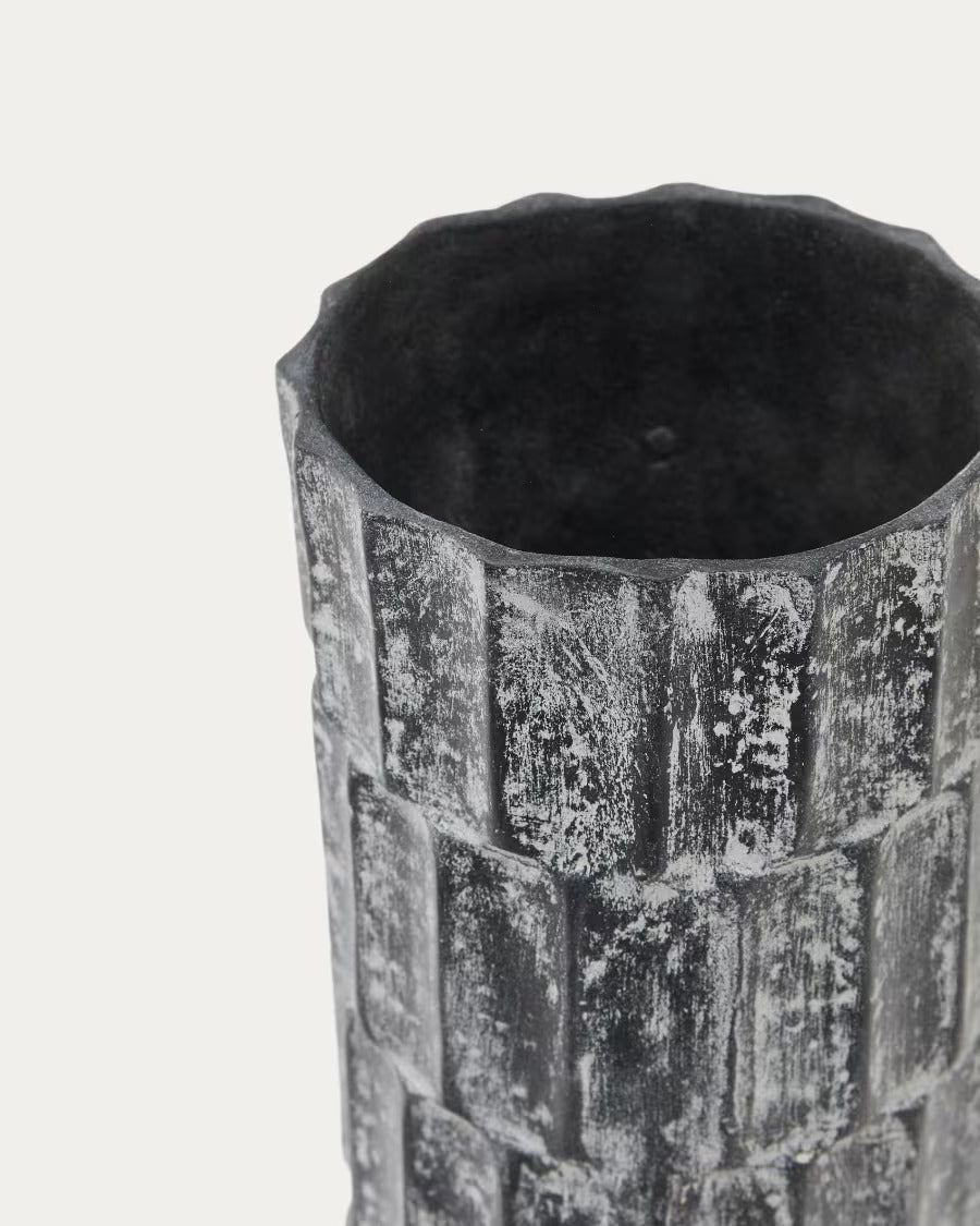 Arisa Black Papier Mâché Vase, 31 cm