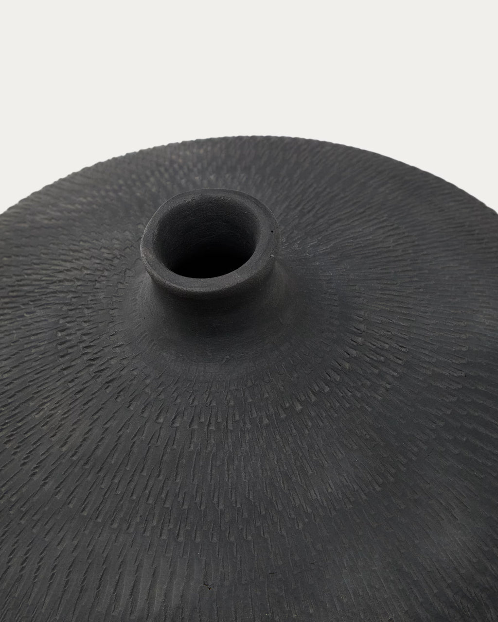 Helve Terracotta Vase in a Black Finish, 24 cm