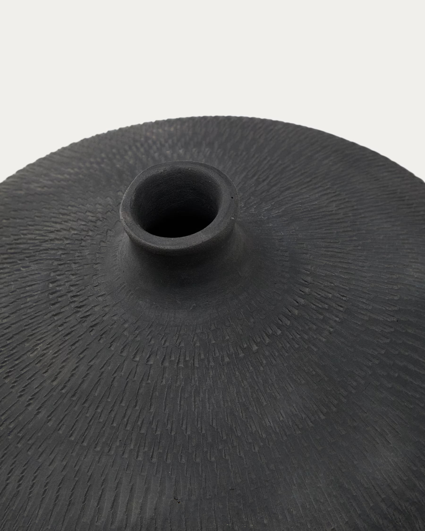 Helve Terracotta Vase in a Black Finish, 24 cm