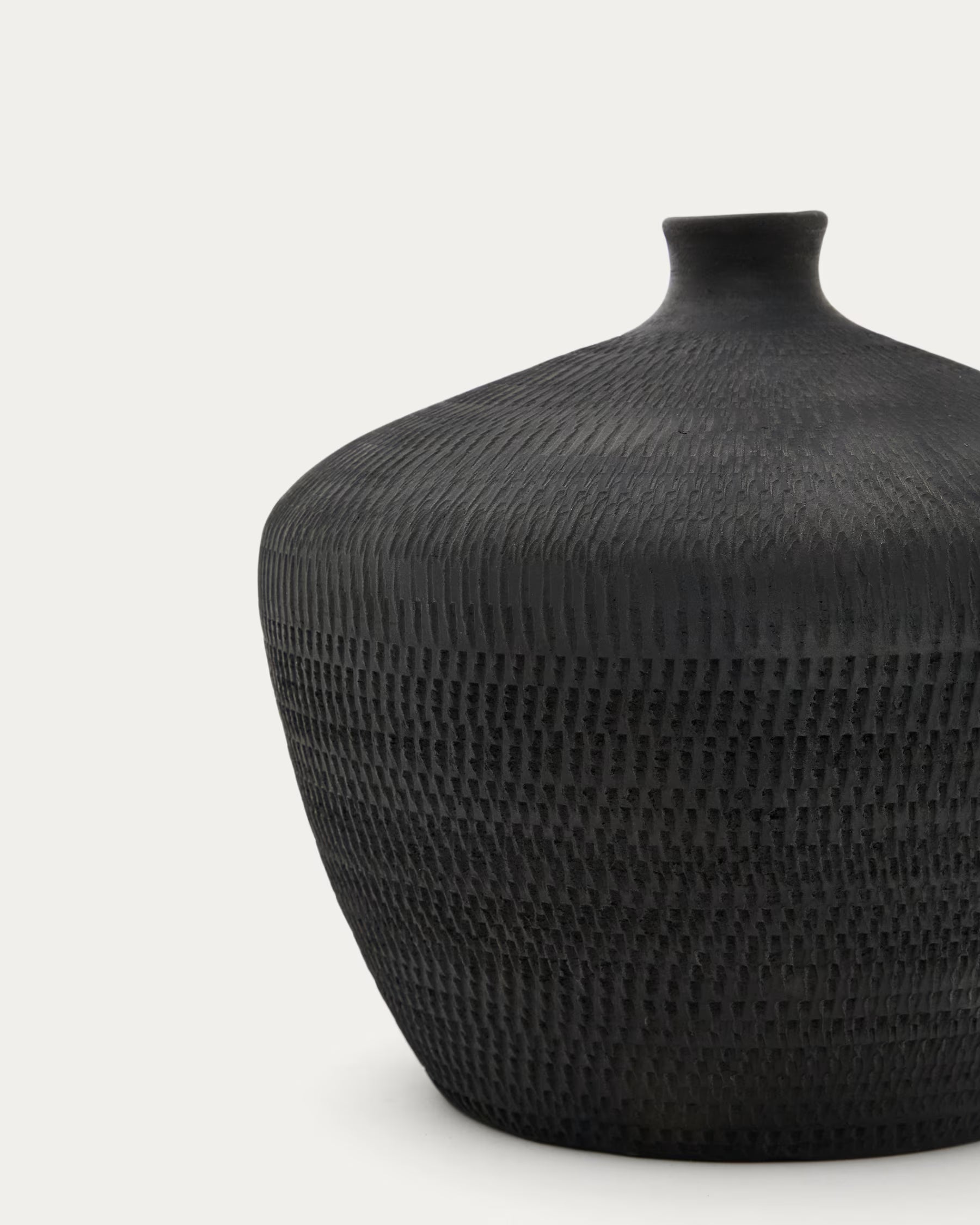Helve Terracotta Vase in a Black Finish, 24 cm
