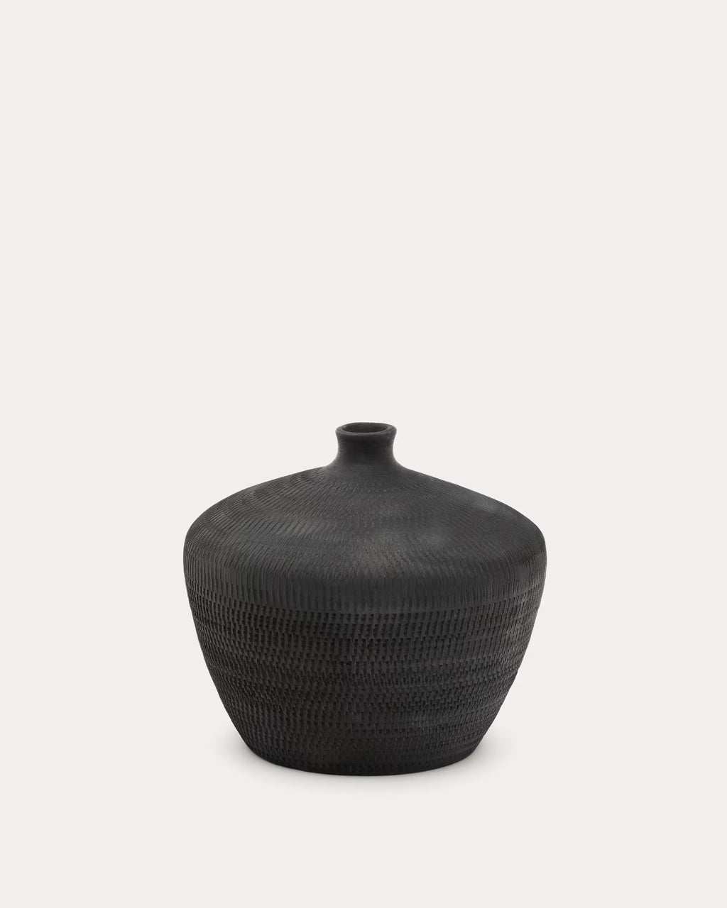 Helve Terracotta Vase in a Black Finish, 24 cm