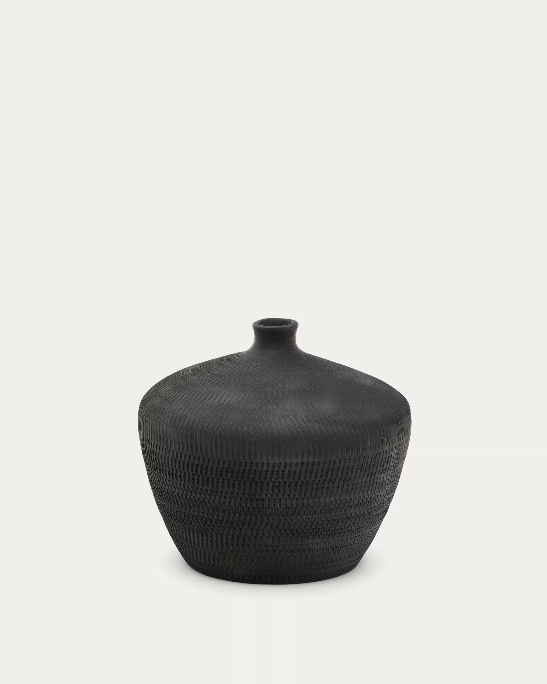 Helve Terracotta Vase in a Black Finish, 24 cm
