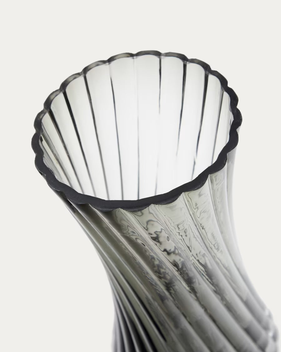 Arep Grey Glass Vase, 22.5cm