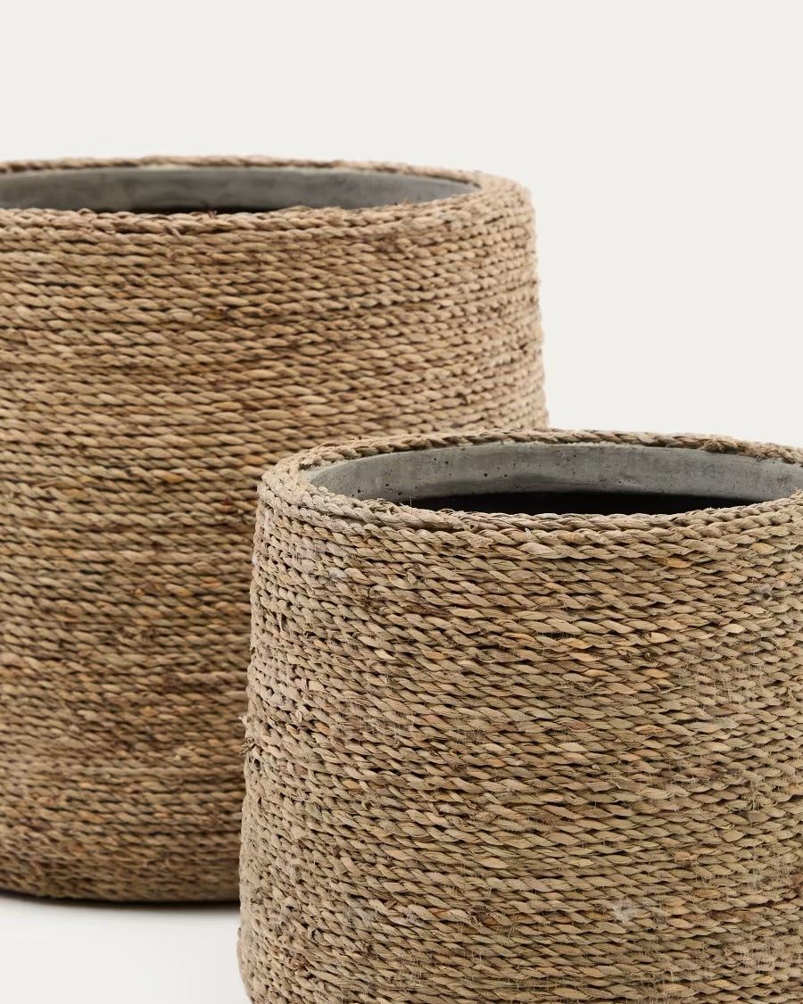 Sigal Set of 2 Cement Plant Pots in a natural finish, Ø 24 cm / 31 cm