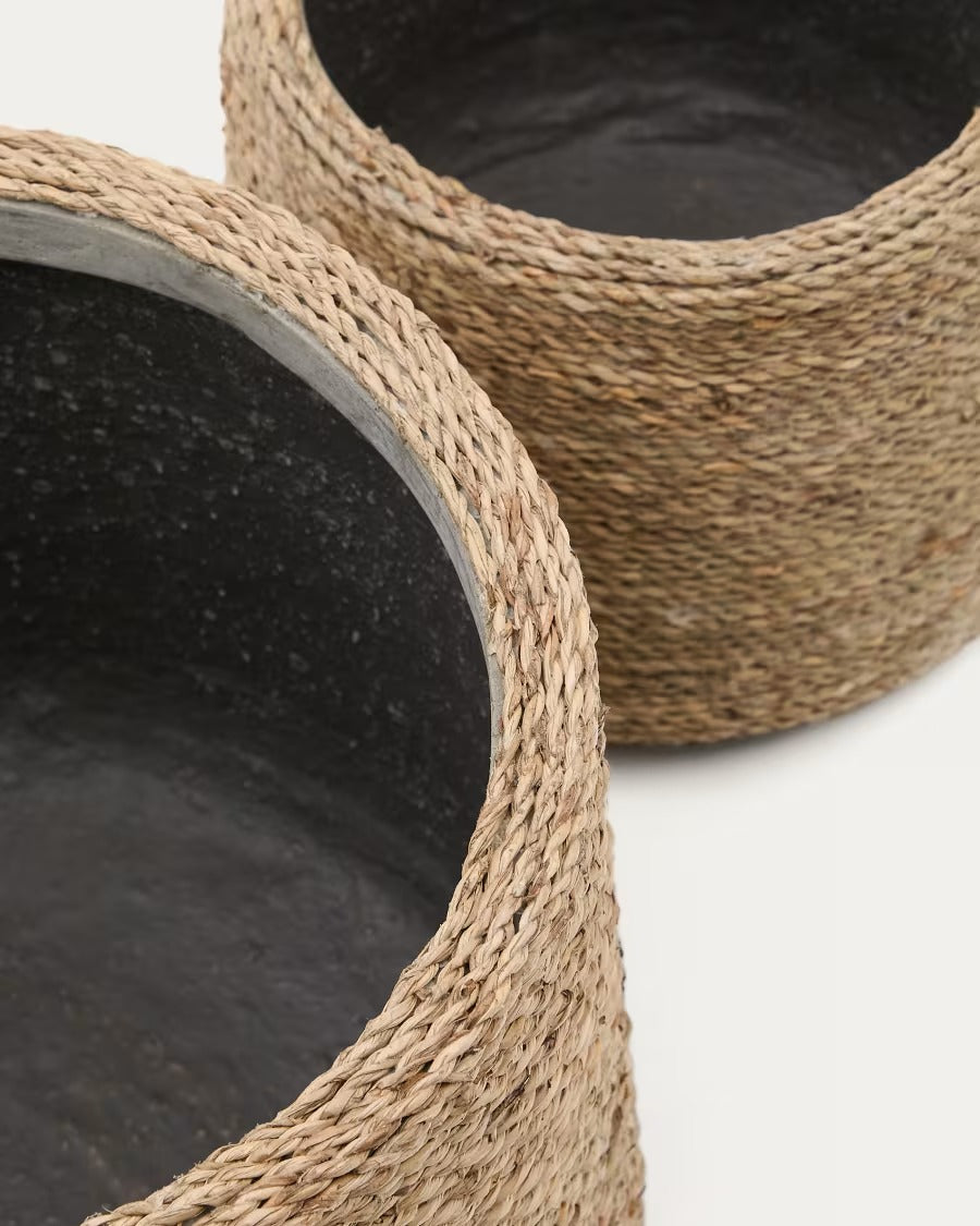 Sigal Set of 2 Cement Plant Pots in a natural finish, Ø 24 cm / 31 cm