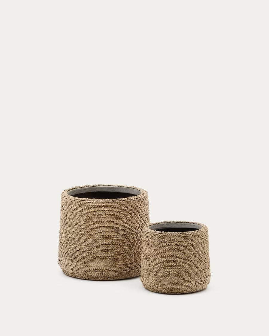 Sigal Set of 2 Cement Plant Pots in a natural finish, Ø 24 cm / 31 cm