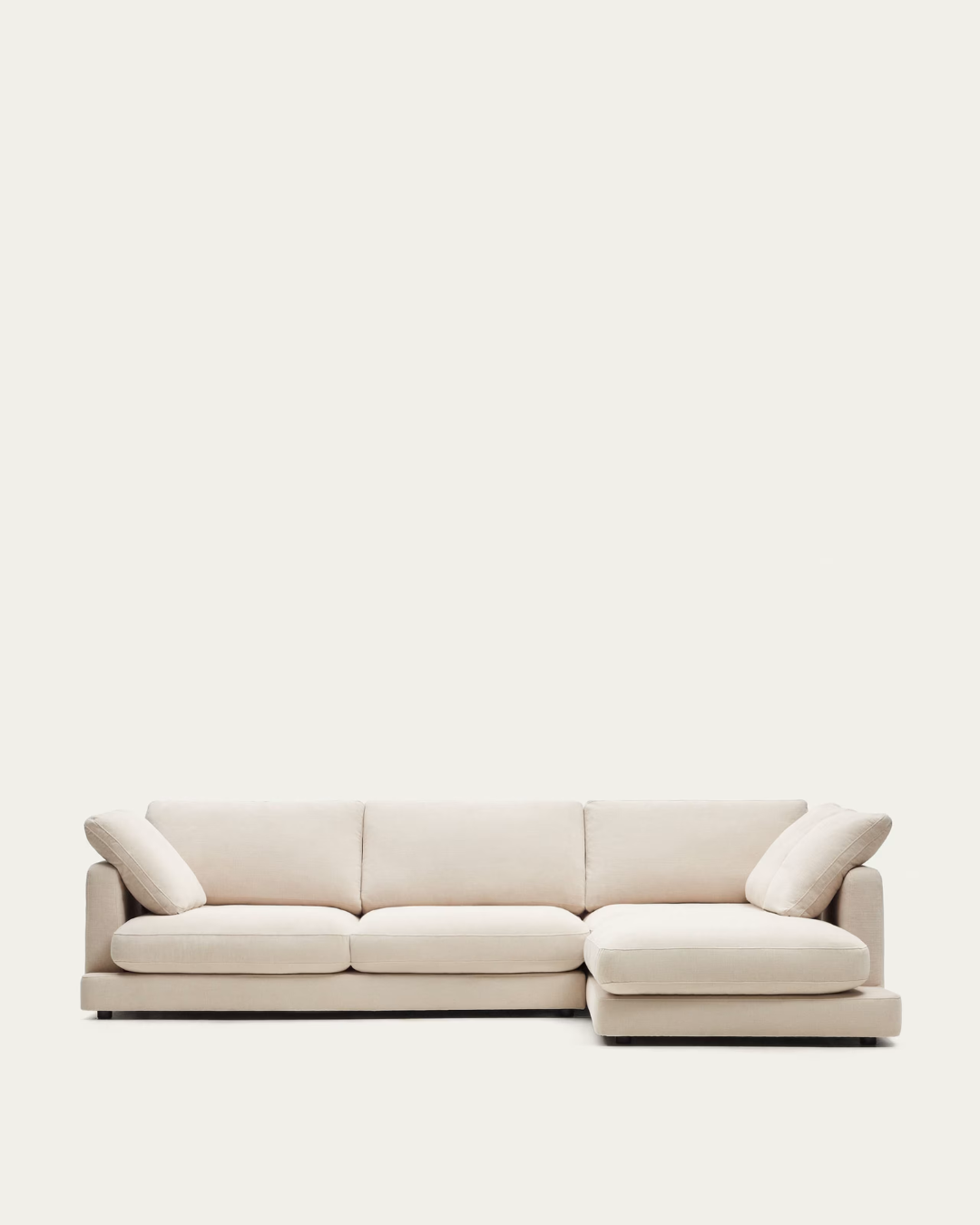 Gala 4-Seater Sofa with right chaise longue in beige chenille FSC Mix Credit 300cm