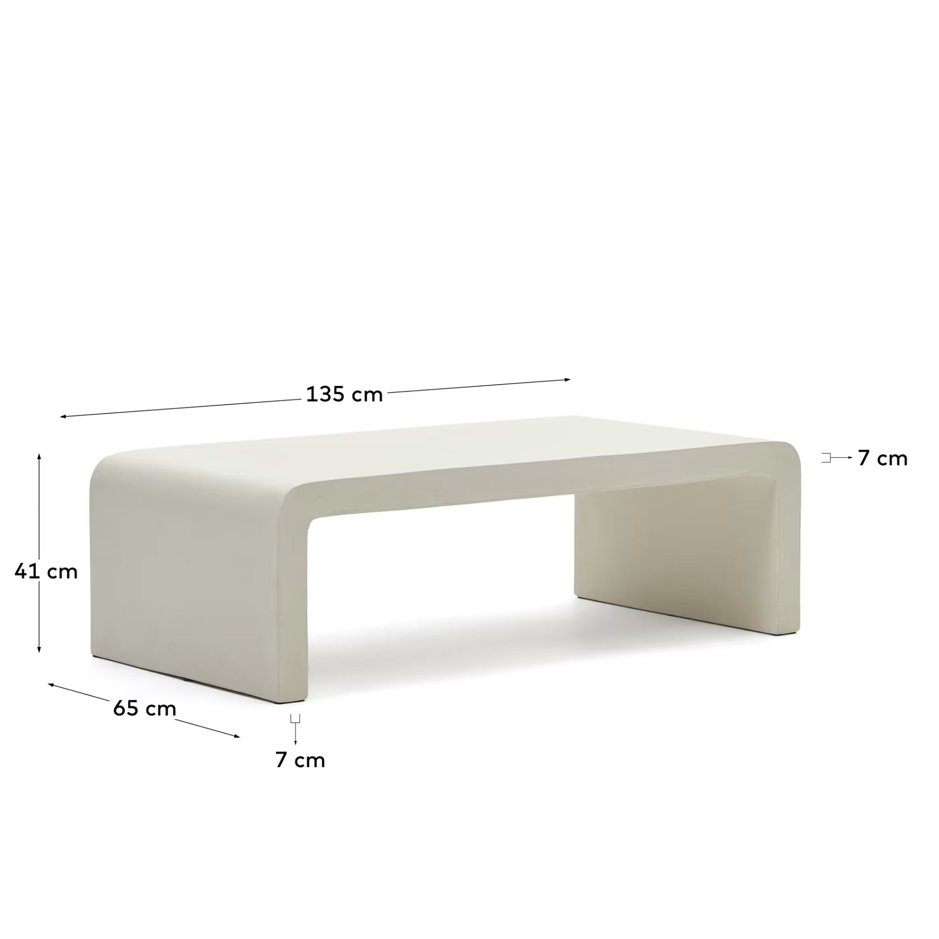Aiguablava Coffee Table in white cement, 135 x 65 cm