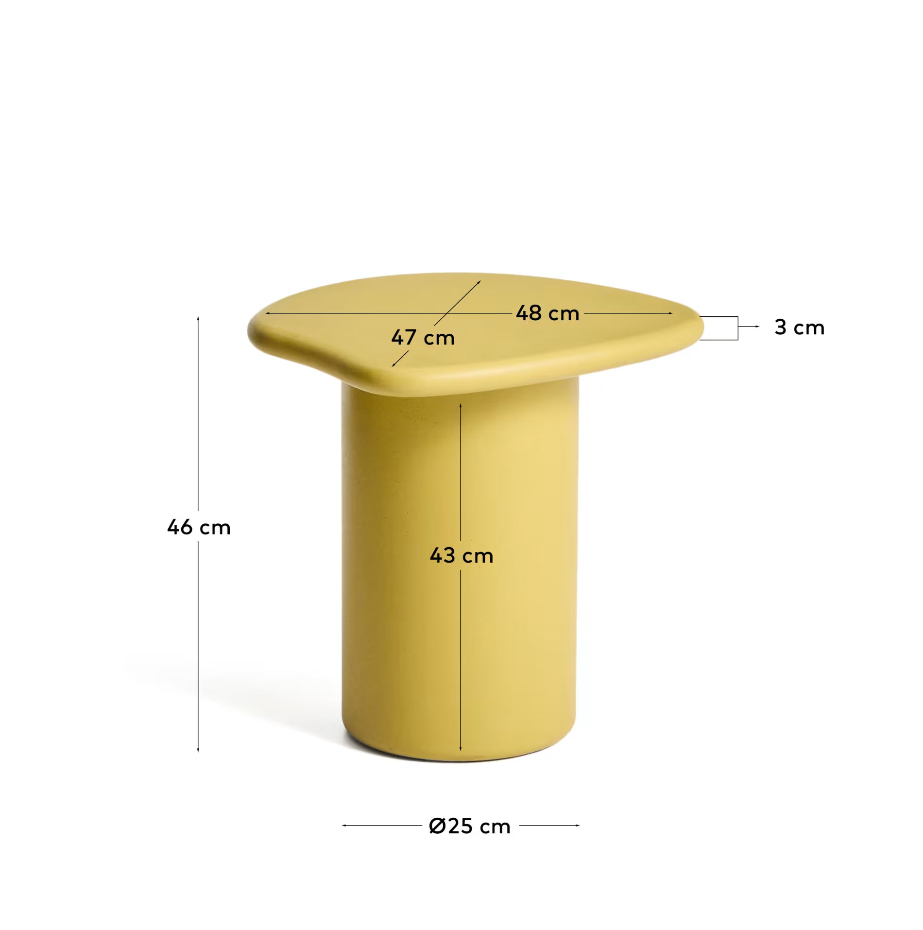 Macarella side table in mustard concrete 48 x 47cm.