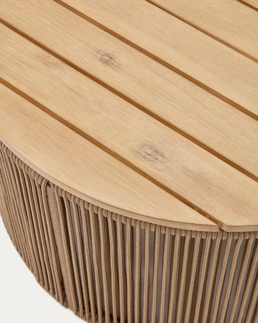 Dandara Coffee Table made of steel, beige cord and solid acacia wood, ?60