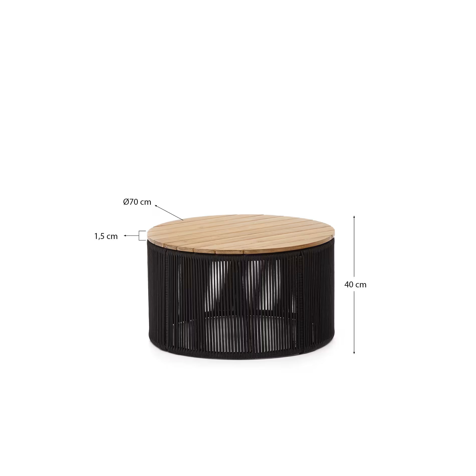Dandara coffee table, black cord Ø70 cm