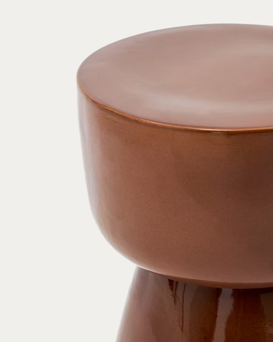 Mesquida Outdoor Side Table made of ceramic with glazed terracotta finish Ø 35 cm