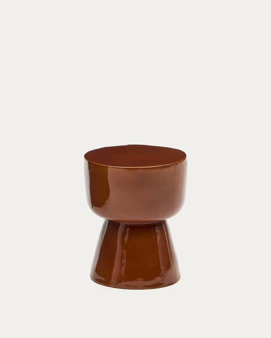 Mesquida Outdoor Side Table made of ceramic with glazed terracotta finish Ø 35 cm