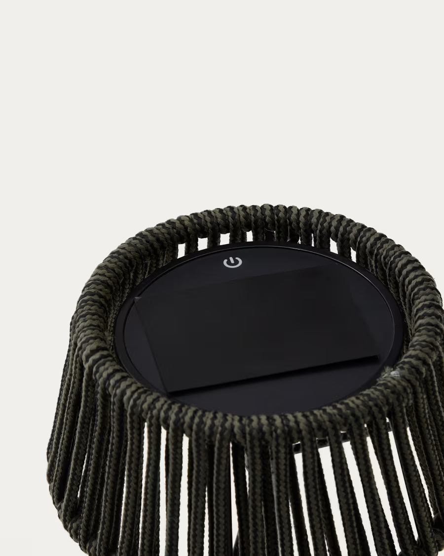 Aldet outdoor solar table lamp in black and green