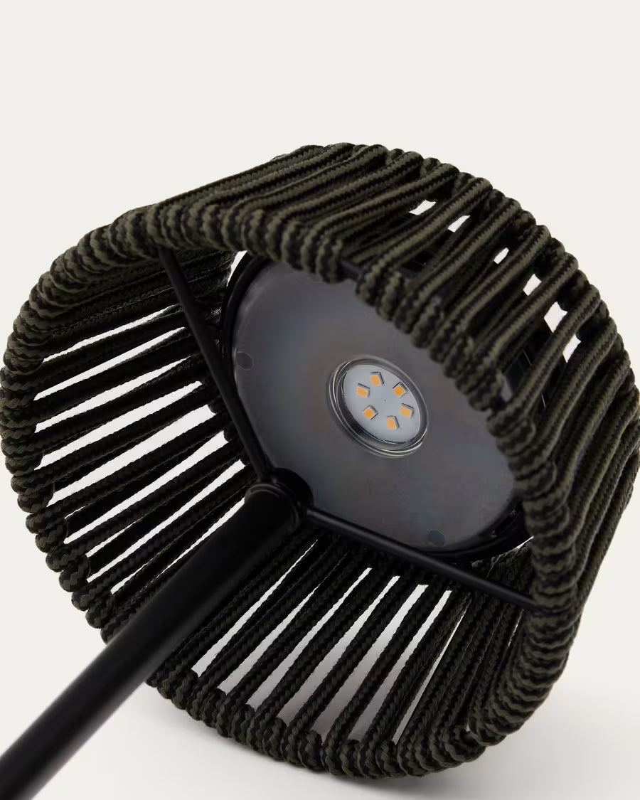 Aldet outdoor solar table lamp in black and green