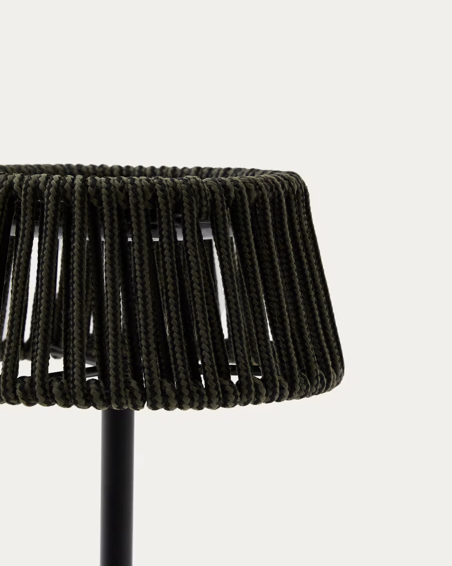 Aldet outdoor solar table lamp in black and green