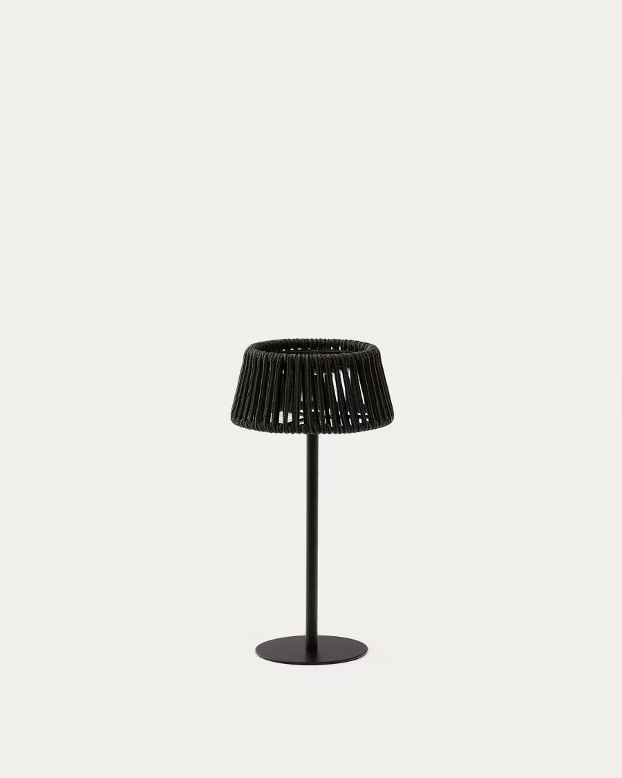 Aldet outdoor solar table lamp in black and green