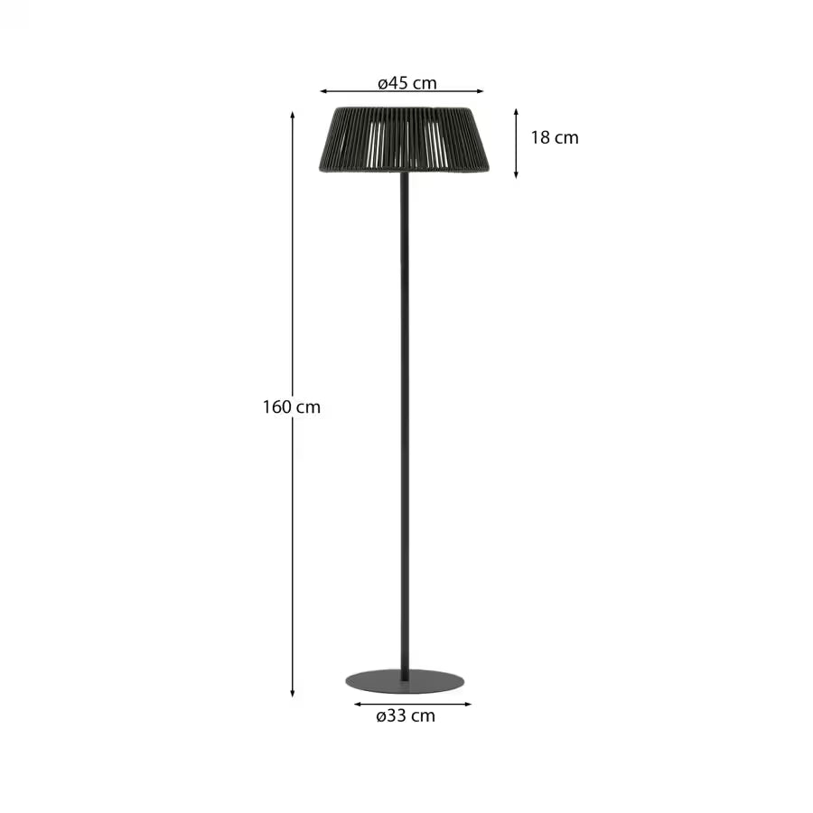 Aldet outdoor solar floor lamp in black and green mottled rope cord with black metal stand �46cm.