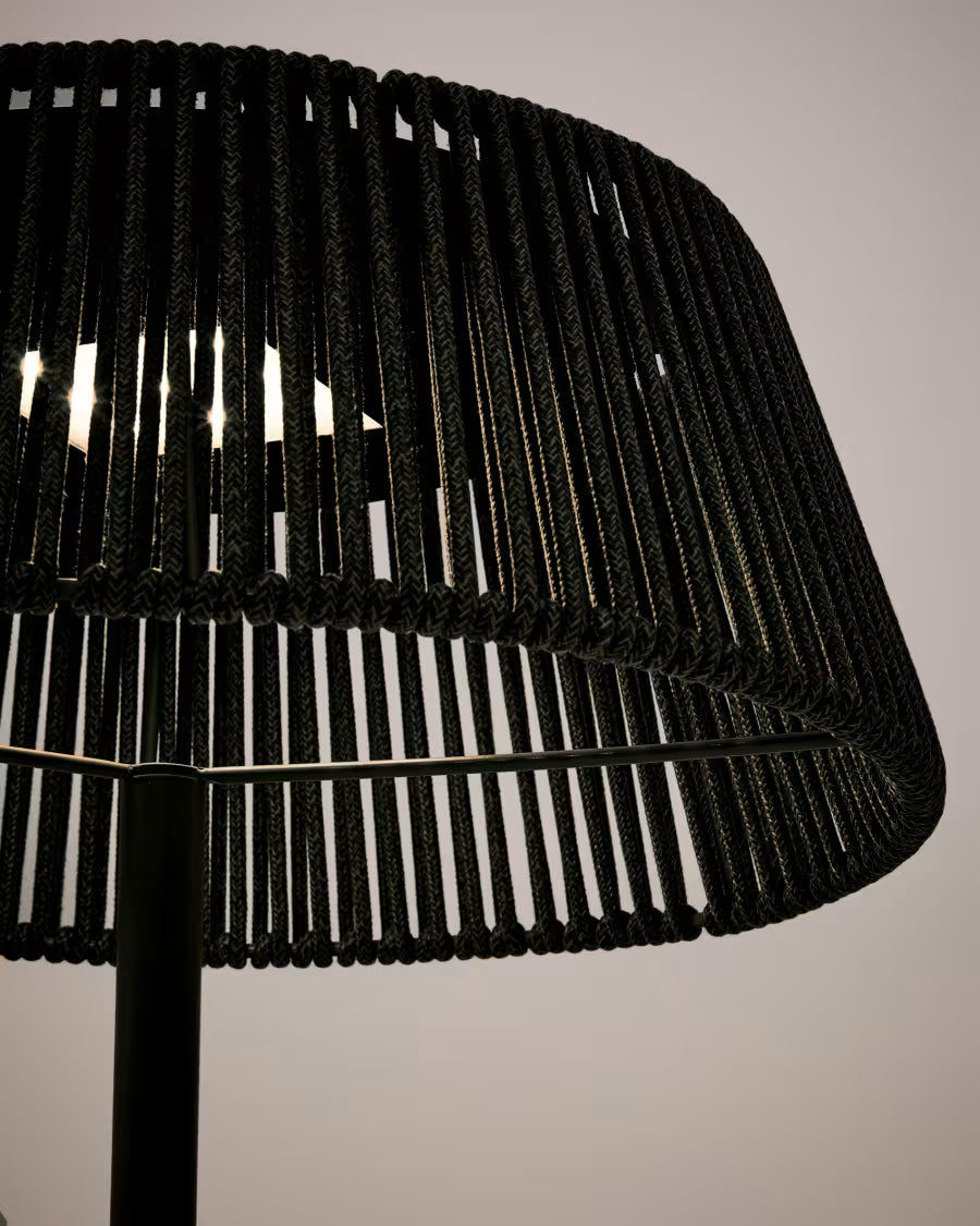 Aldet outdoor solar floor lamp in black and green mottled rope cord with black metal stand �46cm.