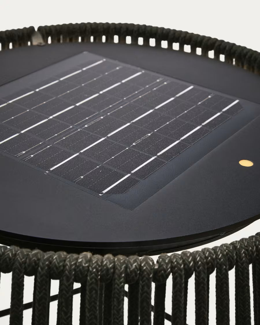 Aldet outdoor solar floor lamp in black and green mottled rope cord with black metal stand �46cm.
