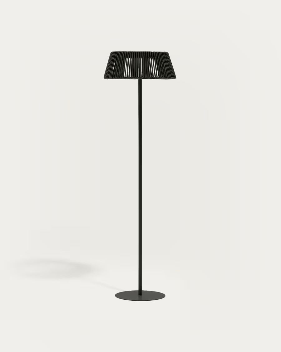Aldet outdoor solar floor lamp in black and green mottled rope cord with black metal stand �46cm.