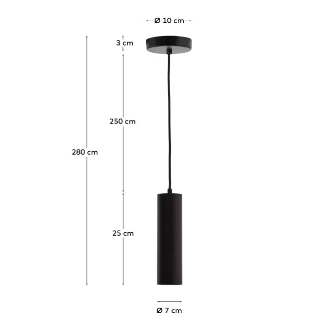 Andia aluminium ceiling lamp with black painted finish