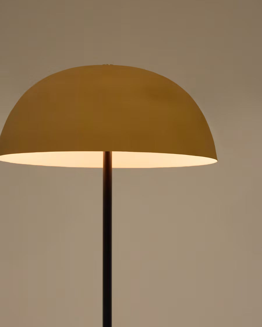 Nibla black metal floor lamp with terracotta effect shade