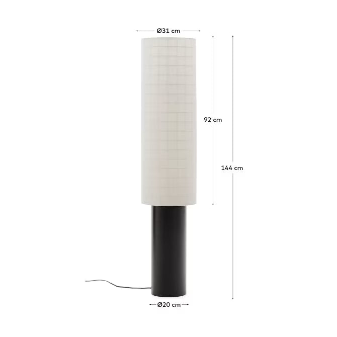 Dulan black metal floor lamp with cotton shade