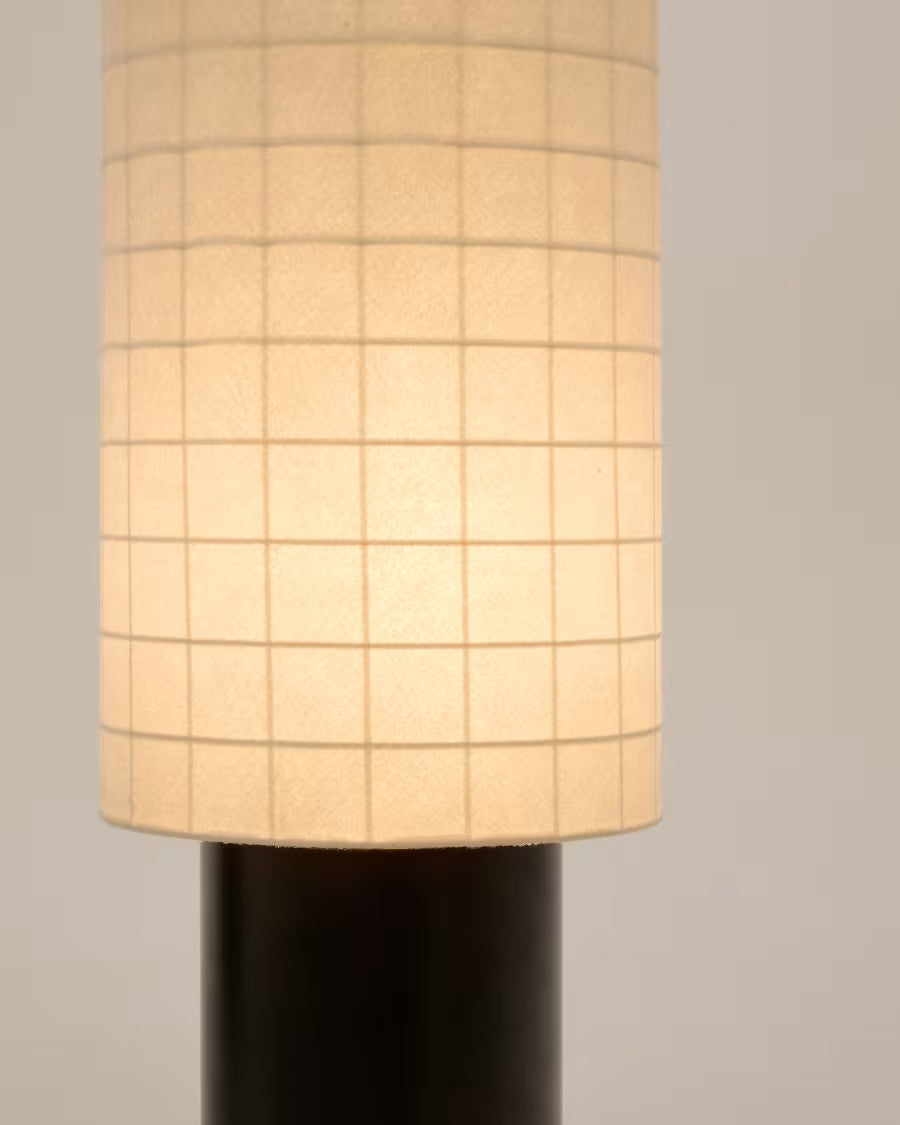 Dulan black metal floor lamp with cotton shade