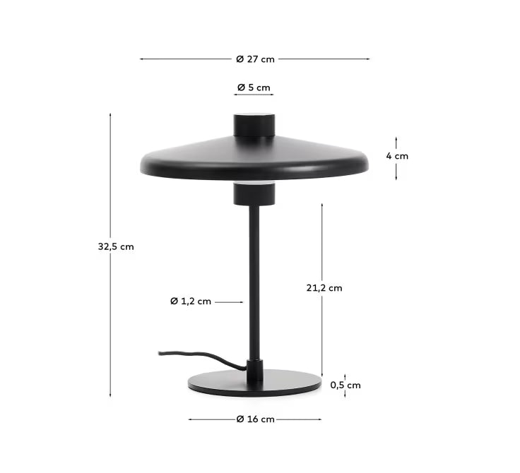 Nuvira table lamp in black satin metal