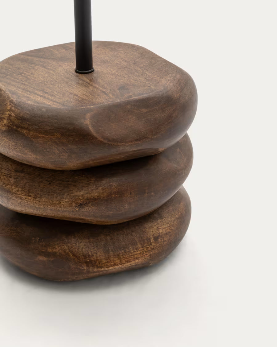 Kor table floor lamp made of jute and acacia wood in a dark finish