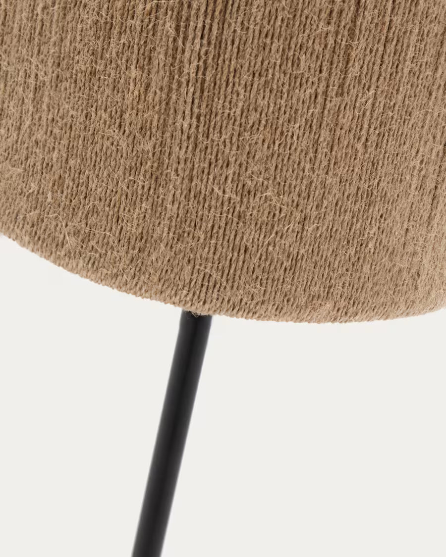 Kor table floor lamp made of jute and acacia wood in a dark finish