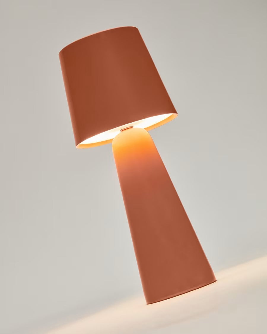 Arenys Small Outdoor Metal Table Lamp in Terracotta