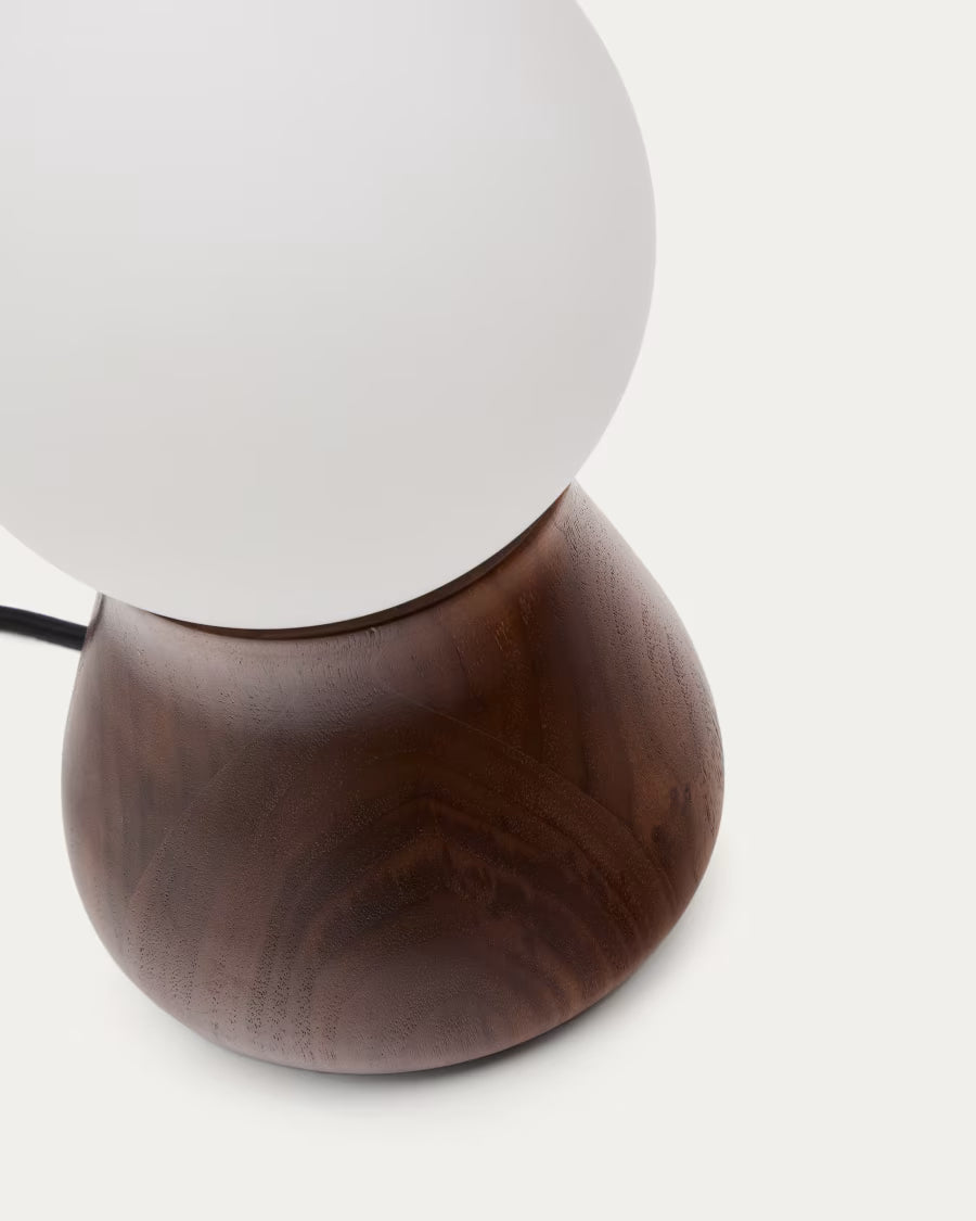 Okeni table lamp made of walnut veneer and glass
