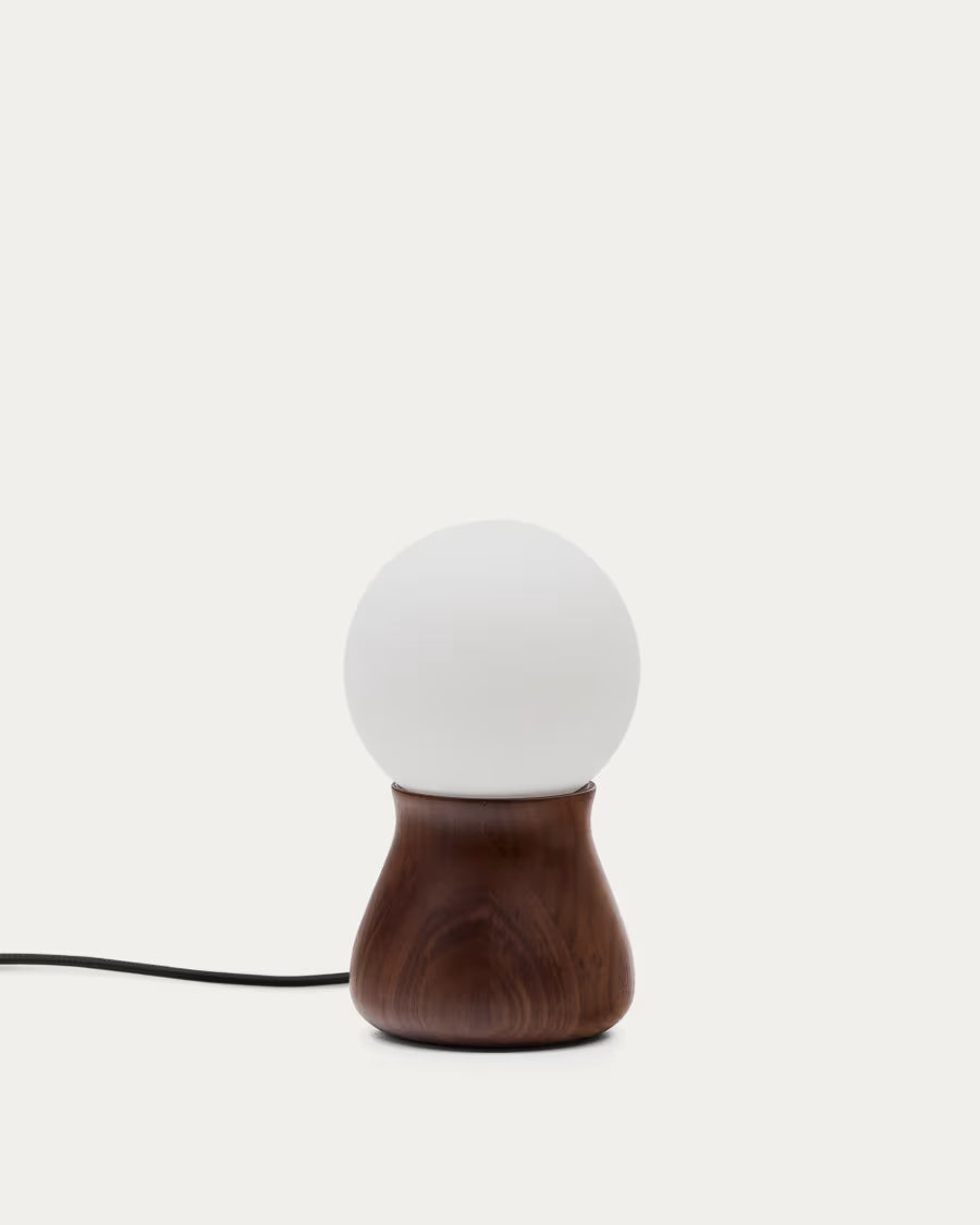 Okeni table lamp made of walnut veneer and glass