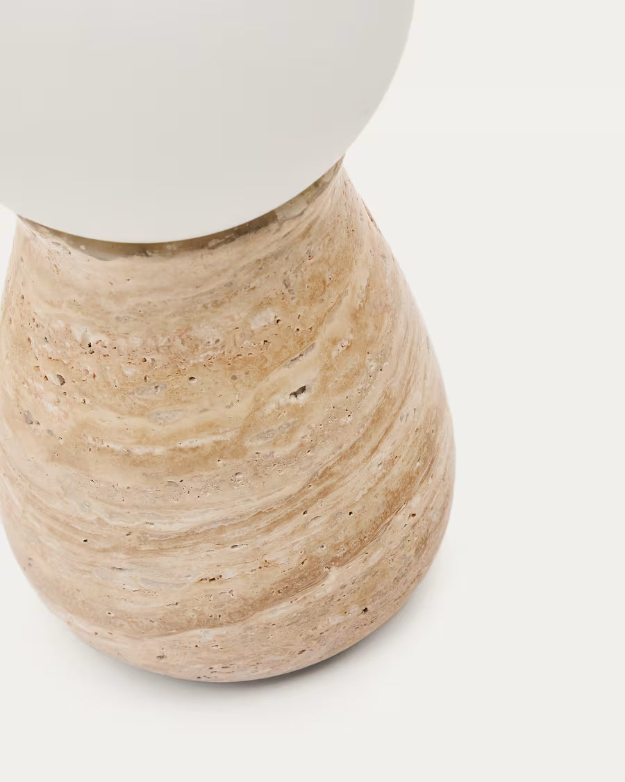 Okeni table lamp made of travertine and glass