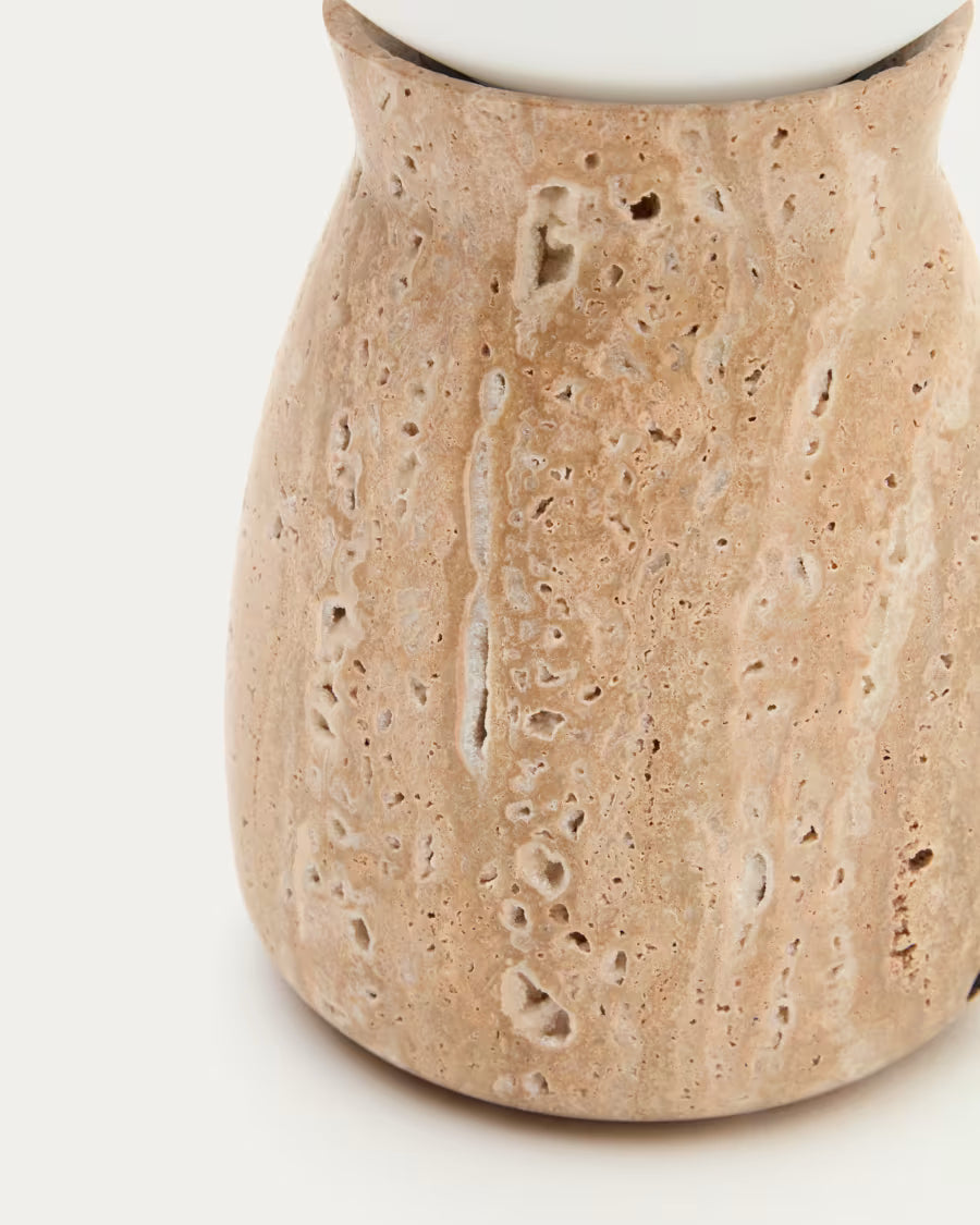 Okeni table lamp made of travertine and glass