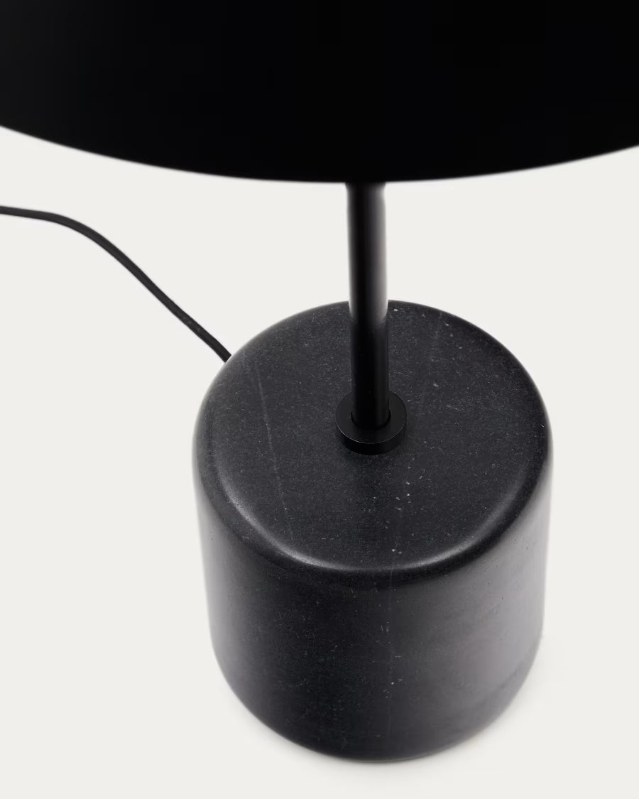 Sayra table lamp made of black marble and metal in a black painted finish