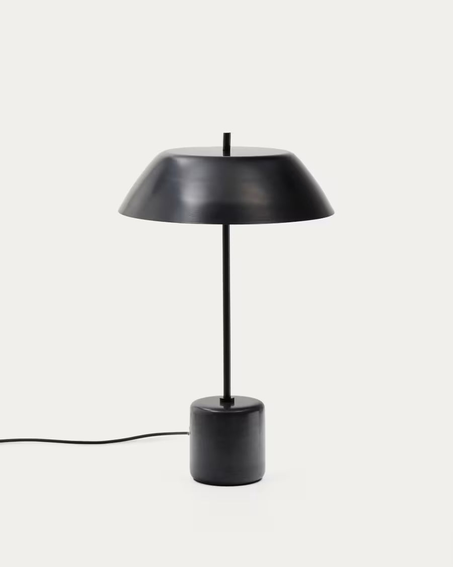 Sayra table lamp made of black marble and metal in a black painted finish