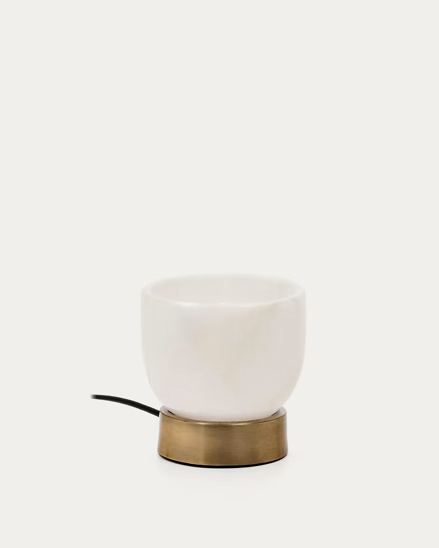 Shenli table lamp in alabaster and metal with a brass finish