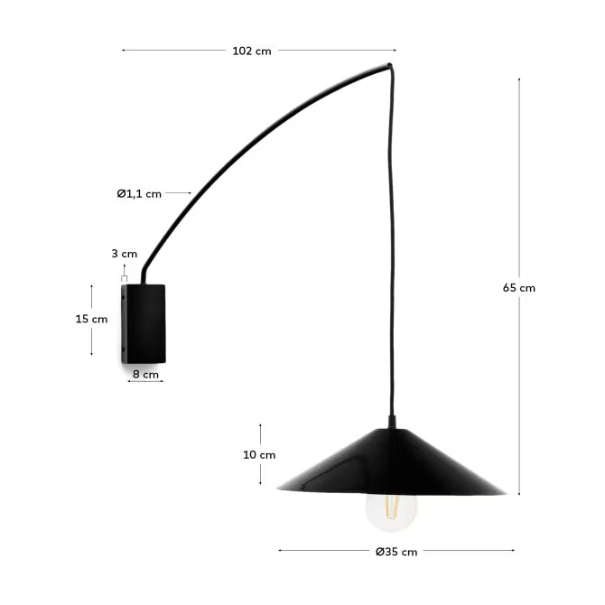 Kally wall lamp in a black painted finish