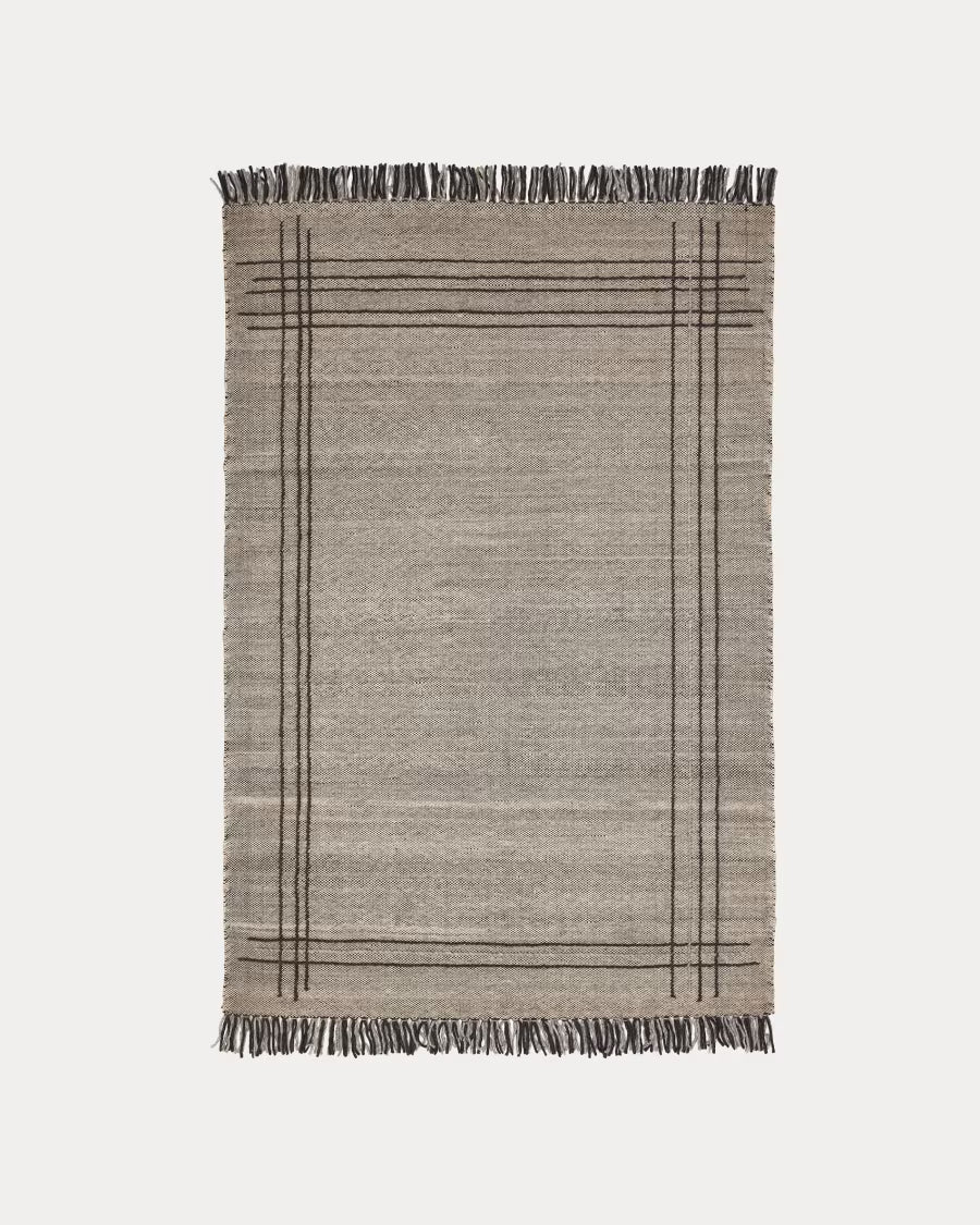 Eneo rug with beige and brown tassels# 160 x 230 cm