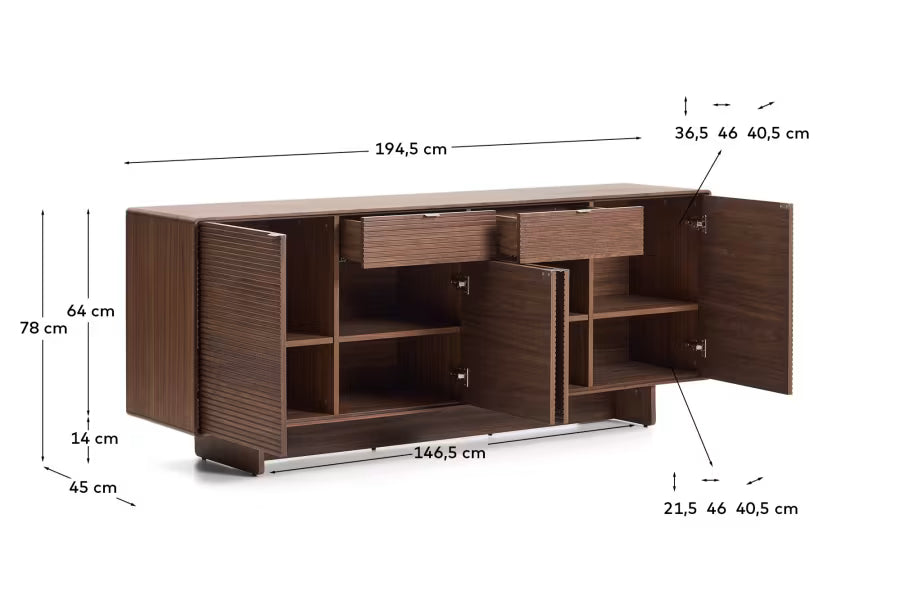 Norlen sideboard with 4 doors in walnut.