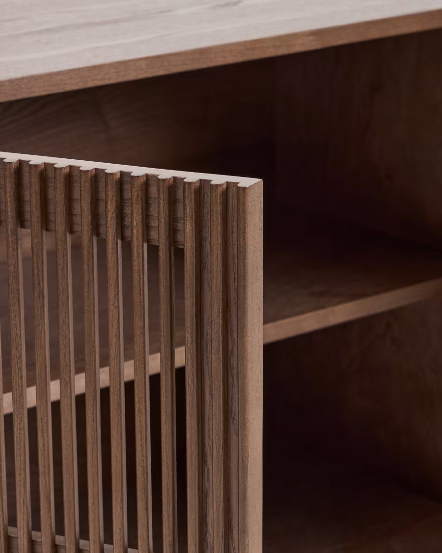 Beyla Sideboard in ash veneer and solid ash wood with walnut finish 181 x 71.5cm